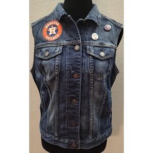 Houston Astros Adult Medium Denim Vest Baseball Jean Jacket MLB  Original B18
